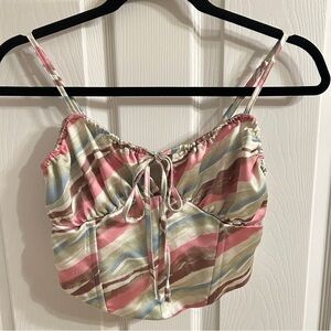 Tie Front Cami Top Sleeveless Crop Top Summer‎ Casual Blouse